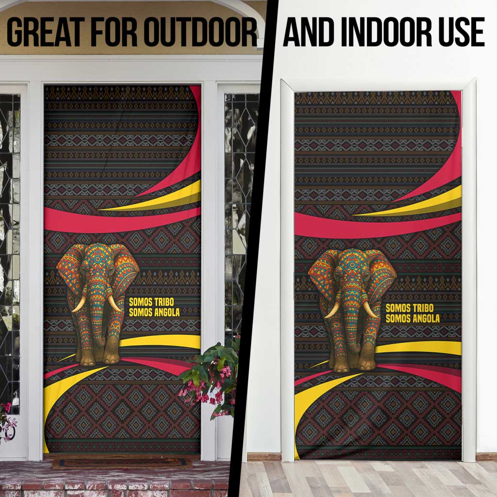 Angola Door Cover with Red Black Yellow Tribal Design and Elephant - Wonder Print Shop