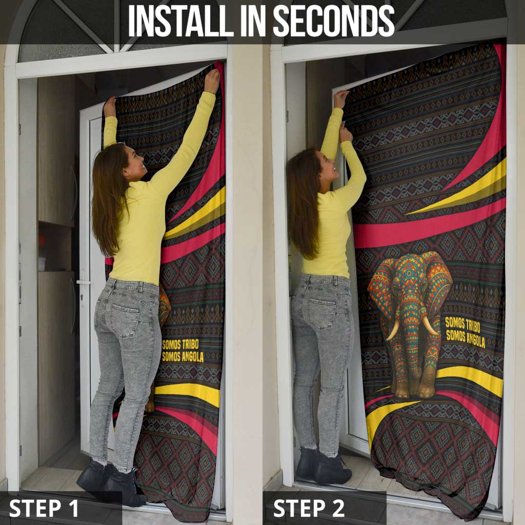 Angola Door Cover with Red Black Yellow Tribal Design and Elephant - Wonder Print Shop