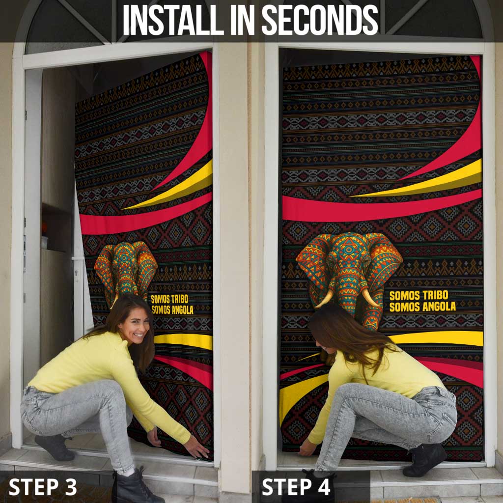 Angola Door Cover with Red Black Yellow Tribal Design and Elephant - Wonder Print Shop