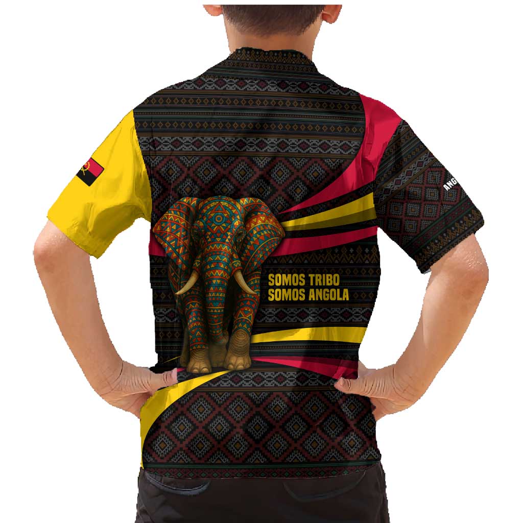 Angola Family Matching Mermaid Dress and Hawaiian Shirt with Red Black Yellow Tribal Design and Elephant - Wonder Print Shop