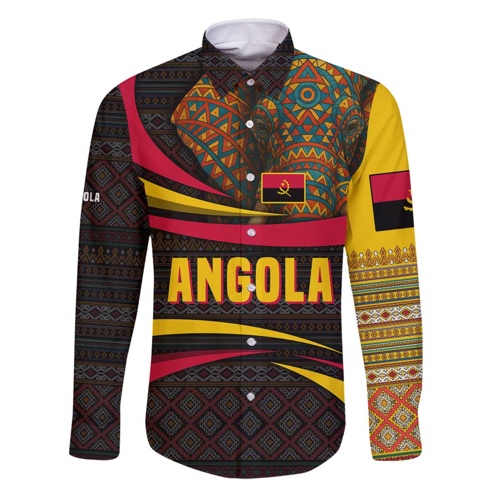 Angola Family Matching Mermaid Dress and Hawaiian Shirt with Red Black Yellow Tribal Design and Elephant - Wonder Print Shop