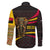 Angola Family Matching Puletasi and Hawaiian Shirt with Red Black Yellow Tribal Design and Elephant - Wonder Print Shop