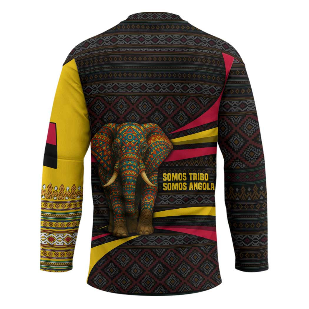 Angola Hockey Jersey with Red Black Yellow Tribal Design and Elephant - Wonder Print Shop