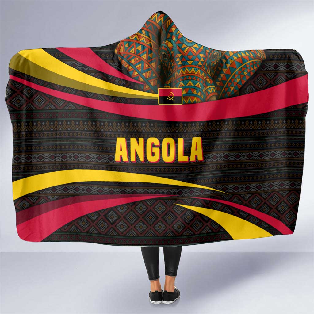 Angola Hooded Blanket with Red Black Yellow Tribal Design and Elephant - Wonder Print Shop