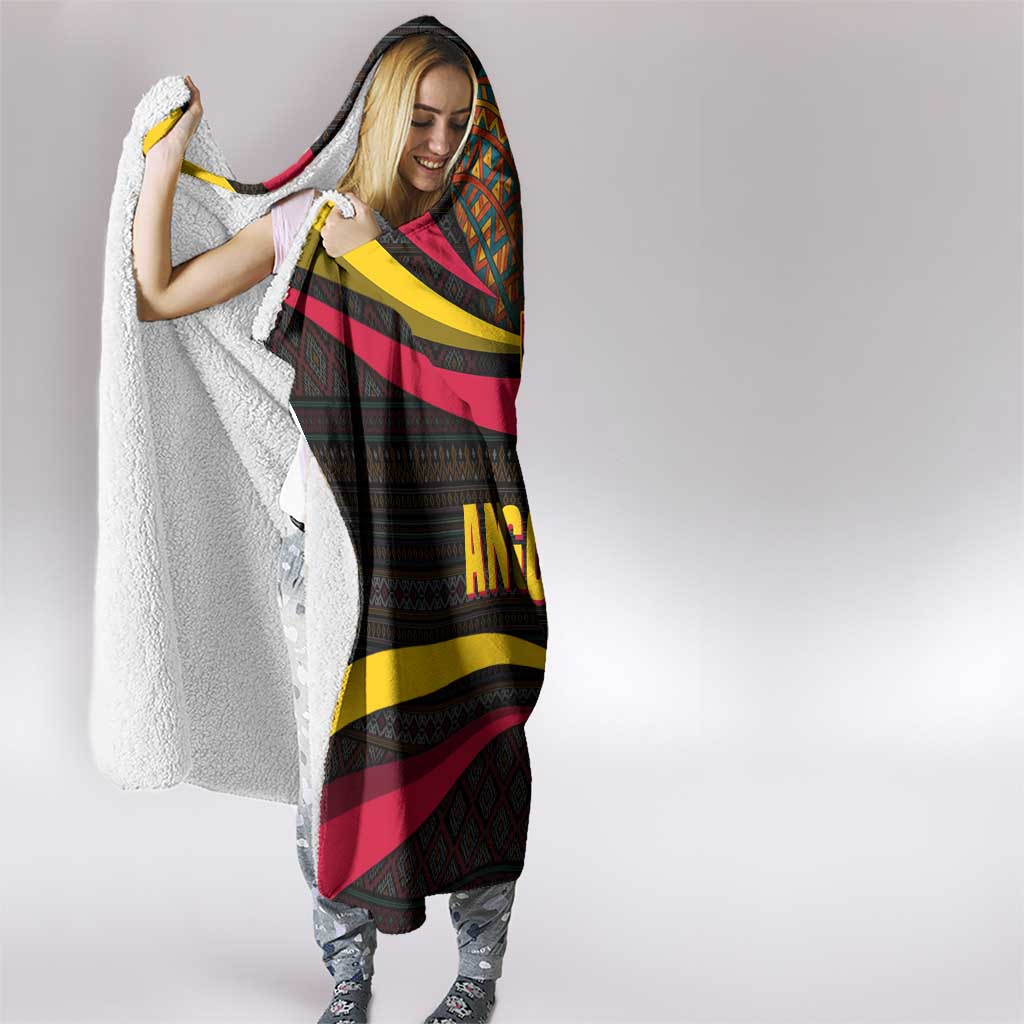 Angola Hooded Blanket with Red Black Yellow Tribal Design and Elephant - Wonder Print Shop