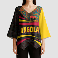 Angola Kimono Sleeve Blouse with Red Black Yellow Tribal Design and Elephant - Wonder Print Shop