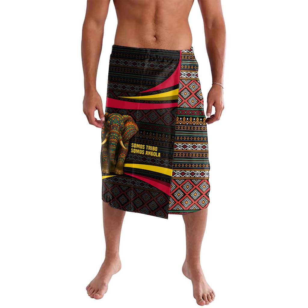 Angola Lavalava with Red Black Yellow Tribal Design and Elephant - Wonder Print Shop