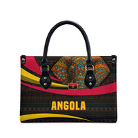 Angola Leather Bag with Red Black Yellow Tribal Design and Elephant - Wonder Print Shop