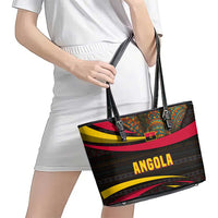 Angola Leather Tote Bag with Red Black Yellow Tribal Design and Elephant - Wonder Print Shop