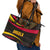 Angola Leather Tote Bag with Red Black Yellow Tribal Design and Elephant - Wonder Print Shop