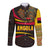 Angola Long Sleeve Button Shirt with Red Black Yellow Tribal Design and Elephant - Wonder Print Shop