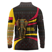 Angola Long Sleeve Polo Shirt with Red Black Yellow Tribal Design and Elephant - Wonder Print Shop