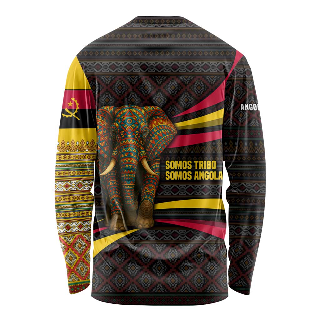Angola Long Sleeve Shirt with Red Black Yellow Tribal Design and Elephant - Wonder Print Shop