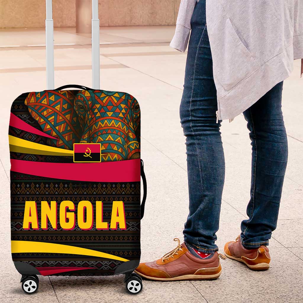 Angola Luggage Cover with Red Black Yellow Tribal Design and Elephant - Wonder Print Shop