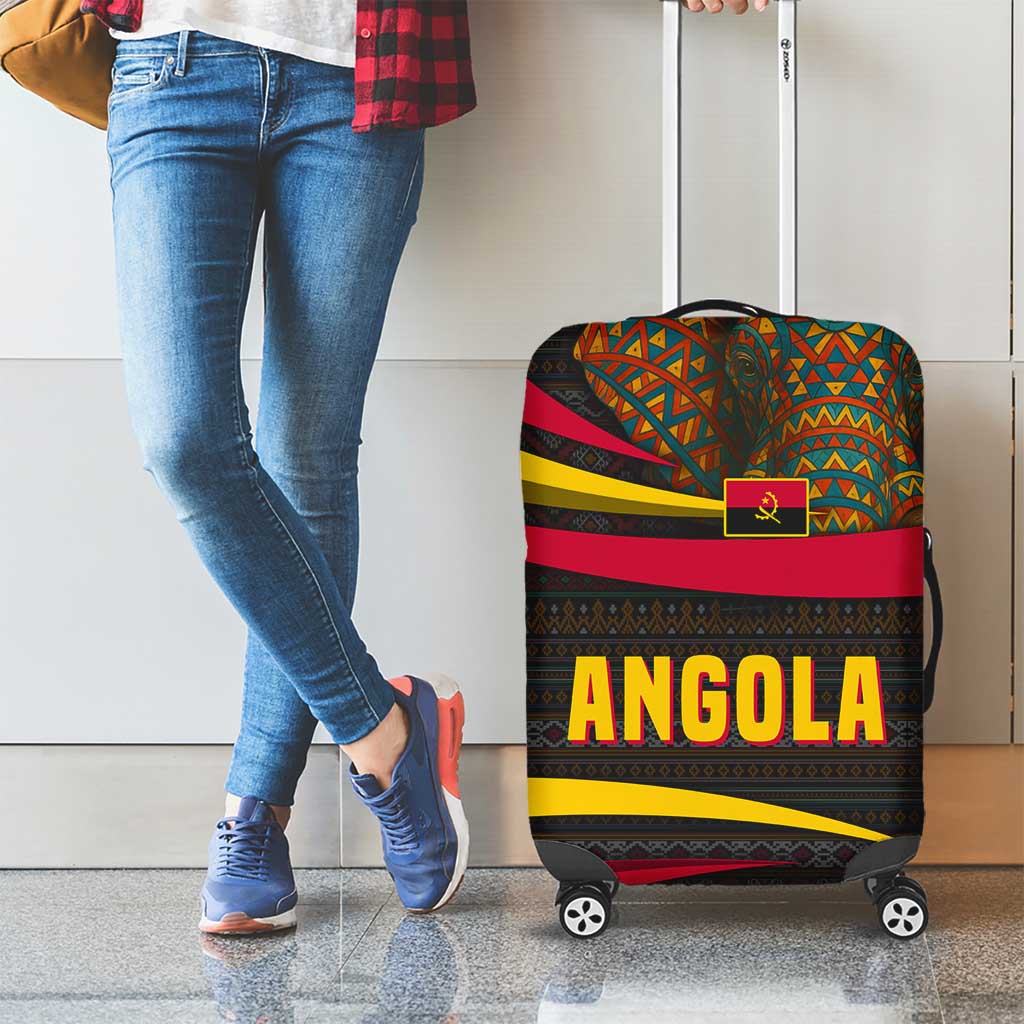 Angola Luggage Cover with Red Black Yellow Tribal Design and Elephant - Wonder Print Shop