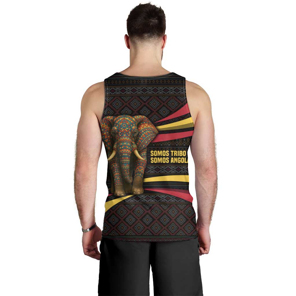 Angola Men Tank Top with Red Black Yellow Tribal Design and Elephant - Wonder Print Shop