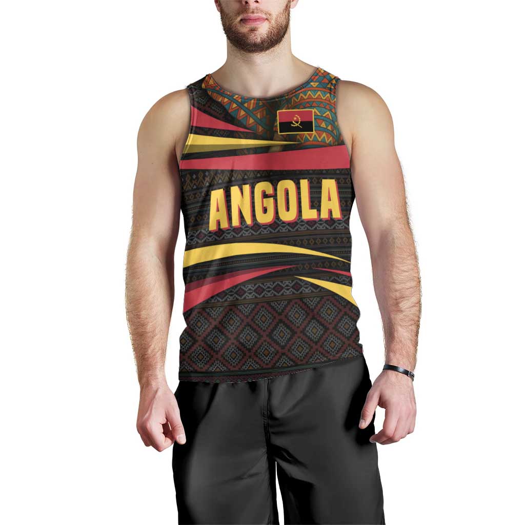 Angola Men Tank Top with Red Black Yellow Tribal Design and Elephant - Wonder Print Shop