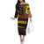 Angola Off The Shoulder Long Sleeve Dress with Red Black Yellow Tribal Design and Elephant - Wonder Print Shop