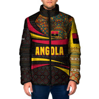 Angola Padded Jacket with Red Black Yellow Tribal Design and Elephant - Wonder Print Shop