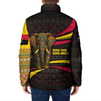 Angola Padded Jacket with Red Black Yellow Tribal Design and Elephant - Wonder Print Shop
