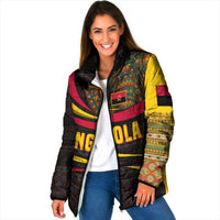 Angola Padded Jacket with Red Black Yellow Tribal Design and Elephant - Wonder Print Shop