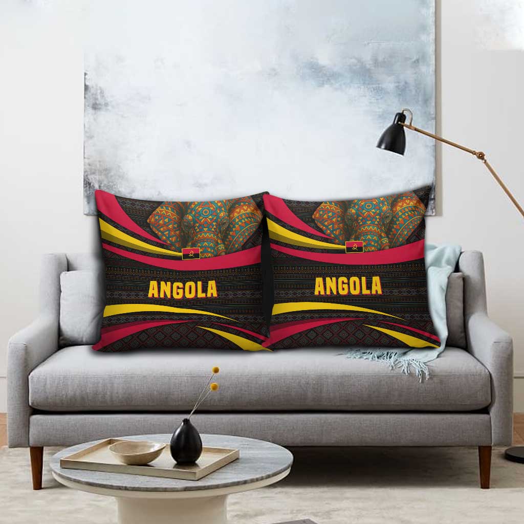 Angola Pillow Cover with Red Black Yellow Tribal Design and Elephant - Wonder Print Shop