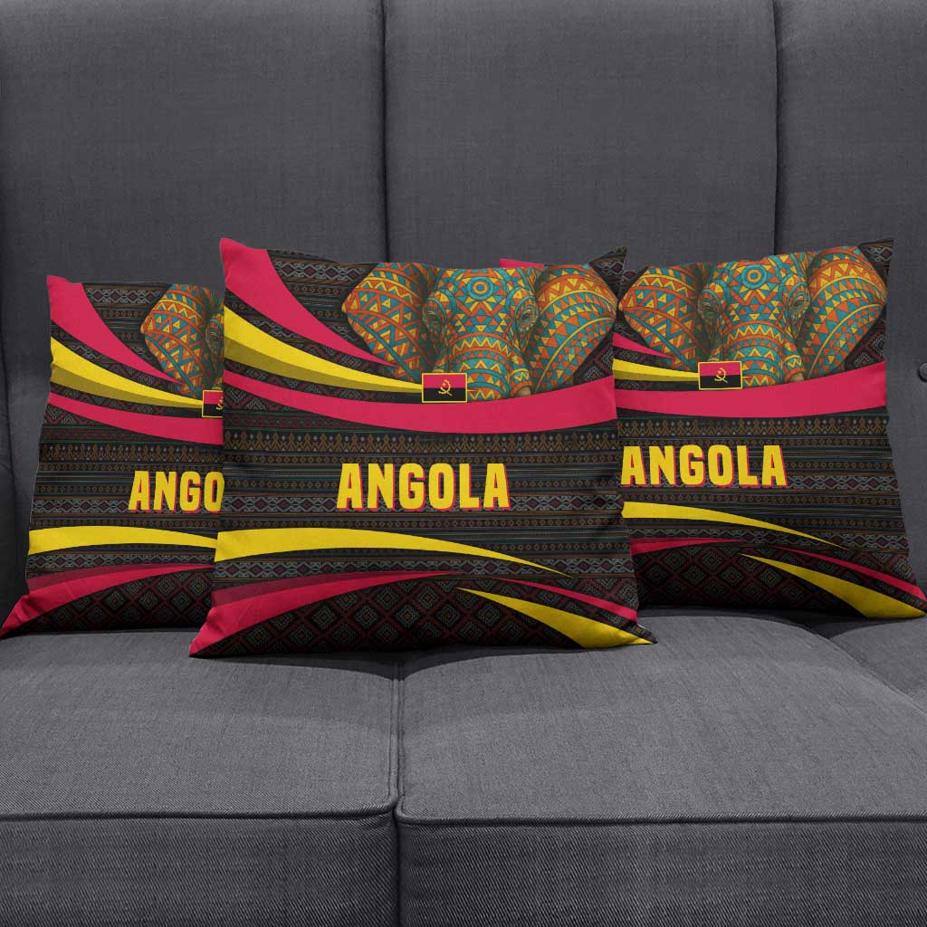 Angola Pillow Cover with Red Black Yellow Tribal Design and Elephant - Wonder Print Shop