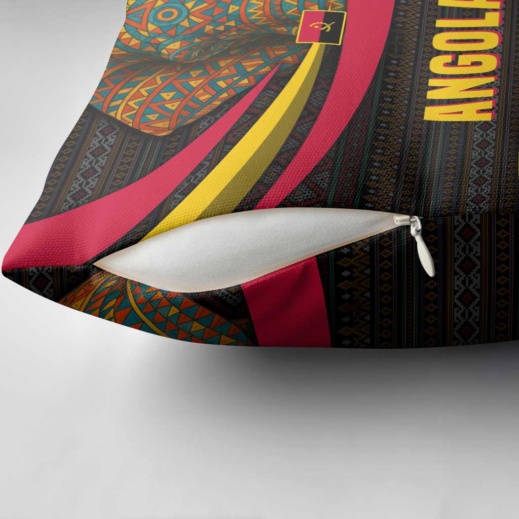 Angola Pillow Cover with Red Black Yellow Tribal Design and Elephant - Wonder Print Shop