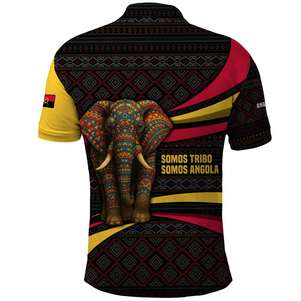 Angola Polo Shirt with Red Black Yellow Tribal Design and Elephant - Wonder Print Shop