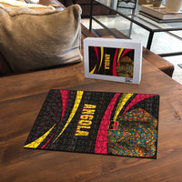 Angola Puzzle with Red Black Yellow Tribal Design and Elephant - Wonder Print Shop