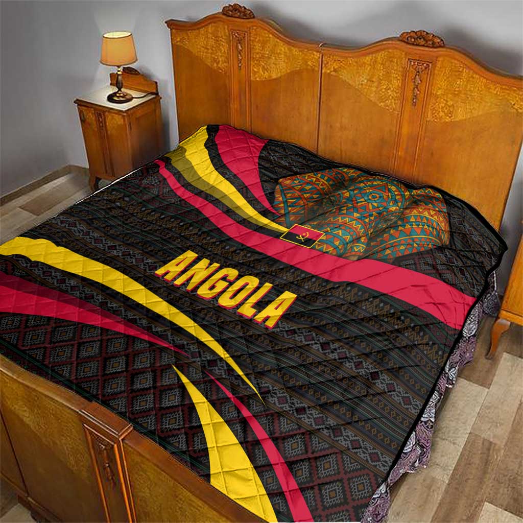 Angola Quilt with Red Black Yellow Tribal Design and Elephant - Wonder Print Shop