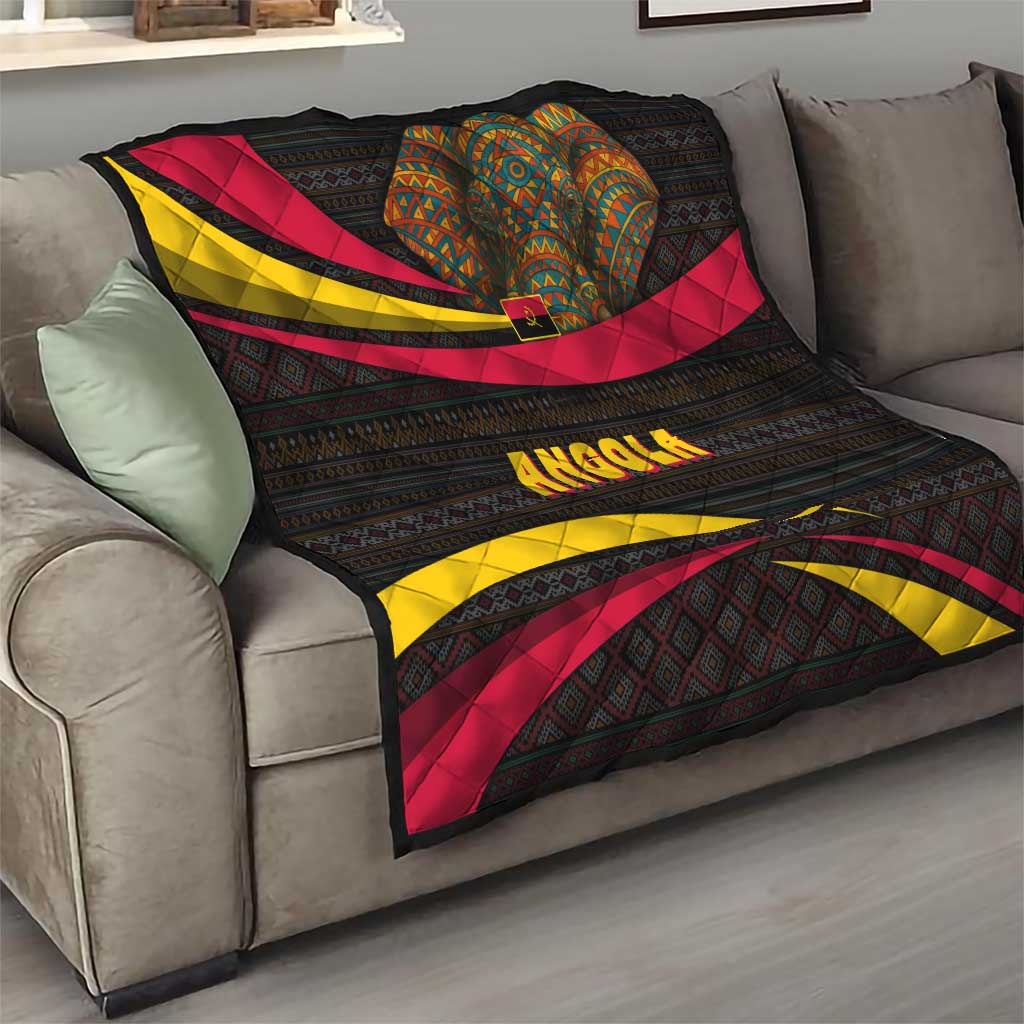 Angola Quilt with Red Black Yellow Tribal Design and Elephant - Wonder Print Shop