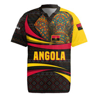 Angola Rugby Jersey with Red Black Yellow Tribal Design and Elephant - Wonder Print Shop