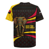 Angola Rugby Jersey with Red Black Yellow Tribal Design and Elephant - Wonder Print Shop