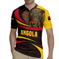 Angola Rugby Jersey with Red Black Yellow Tribal Design and Elephant - Wonder Print Shop