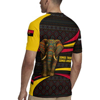 Angola Rugby Jersey with Red Black Yellow Tribal Design and Elephant - Wonder Print Shop