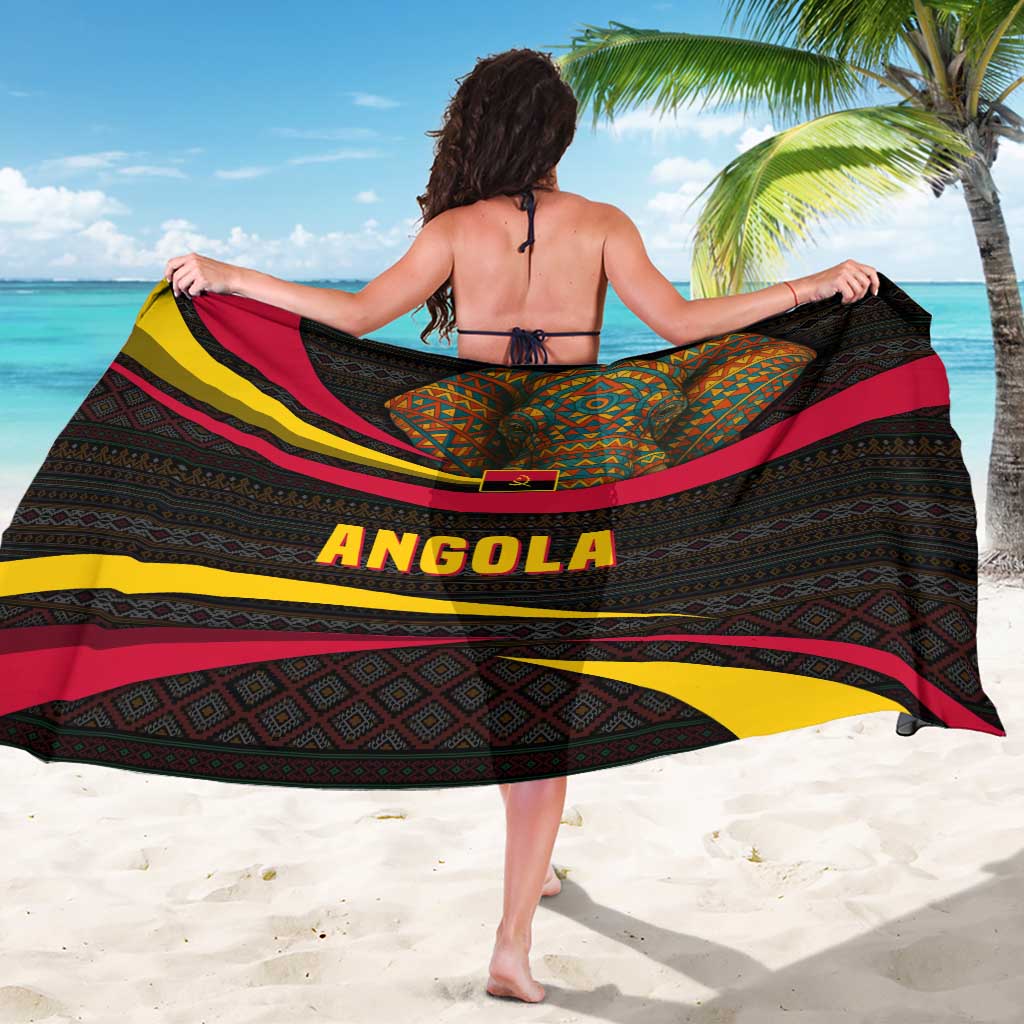 Angola Sarong with Red Black Yellow Tribal Design and Elephant - Wonder Print Shop