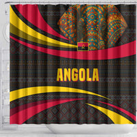 Angola Shower Curtain with Red Black Yellow Tribal Design and Elephant - Wonder Print Shop