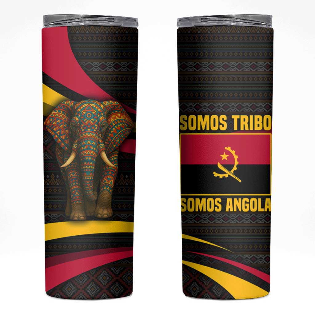 Angola Skinny Tumbler with Red Black Yellow Tribal Design and Elephant - Wonder Print Shop
