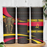 Angola Skinny Tumbler with Red Black Yellow Tribal Design and Elephant - Wonder Print Shop