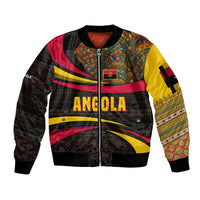 Angola Sleeve Zip Bomber Jacket with Red Black Yellow Tribal Design and Elephant - Wonder Print Shop