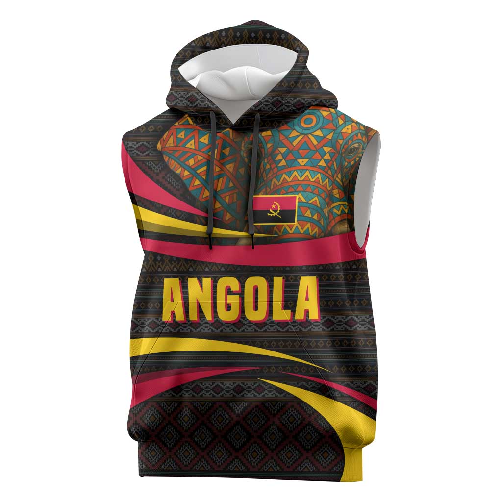 Angola Sleeveless Hoodie with Red Black Yellow Tribal Design and Elephant - Wonder Print Shop