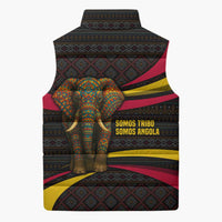 Angola Sleeveless Puffer Jacket with Red Black Yellow Tribal Design and Elephant - Wonder Print Shop