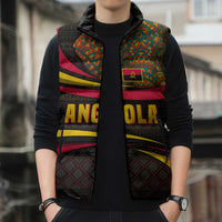 Angola Sleeveless Puffer Jacket with Red Black Yellow Tribal Design and Elephant - Wonder Print Shop