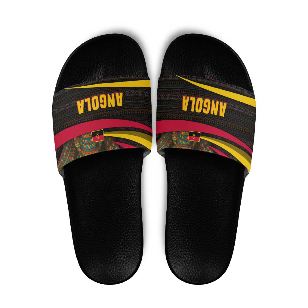 Angola Slide Sandals with Red Black Yellow Tribal Design and Elephant - Wonder Print Shop