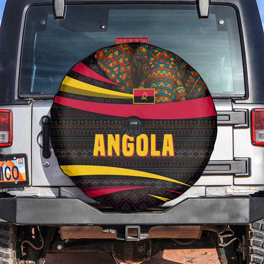 Angola Spare Tire Cover with Red Black Yellow Tribal Design and Elephant - Wonder Print Shop