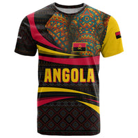 Angola T Shirt with Red Black Yellow Tribal Design and Elephant - Wonder Print Shop