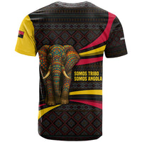 Angola T Shirt with Red Black Yellow Tribal Design and Elephant - Wonder Print Shop