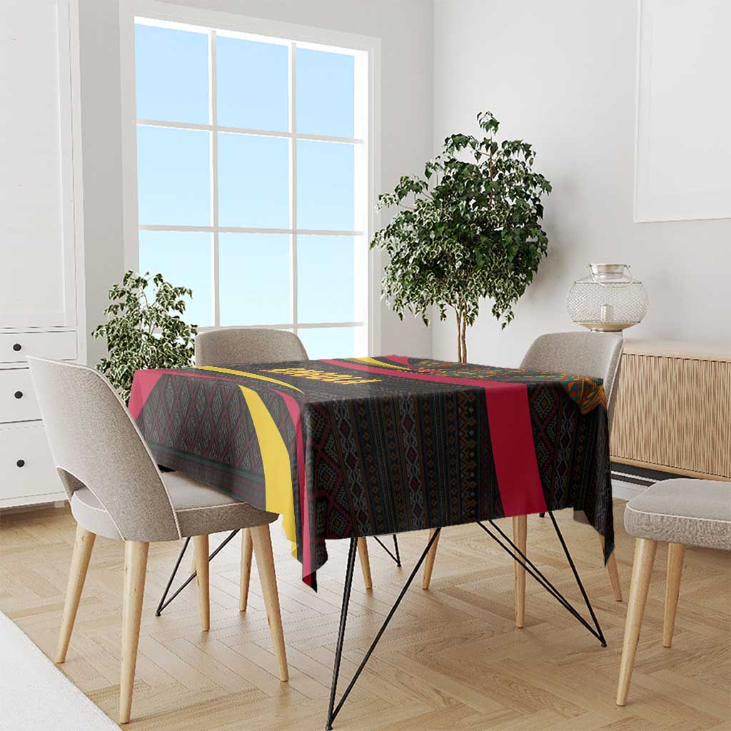 Angola Tablecloth with Red Black Yellow Tribal Design and Elephant - Wonder Print Shop