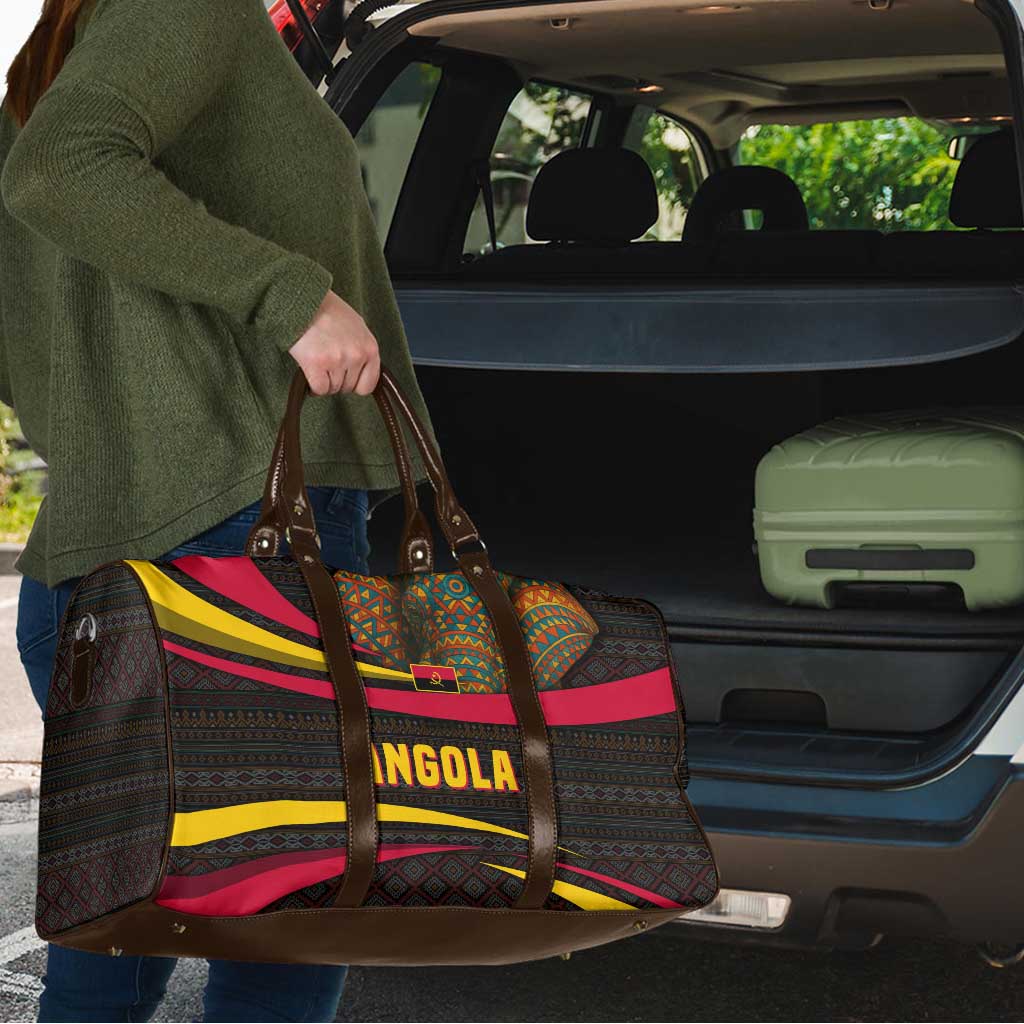 Angola Travel Bag with Red Black Yellow Tribal Design and Elephant - Wonder Print Shop